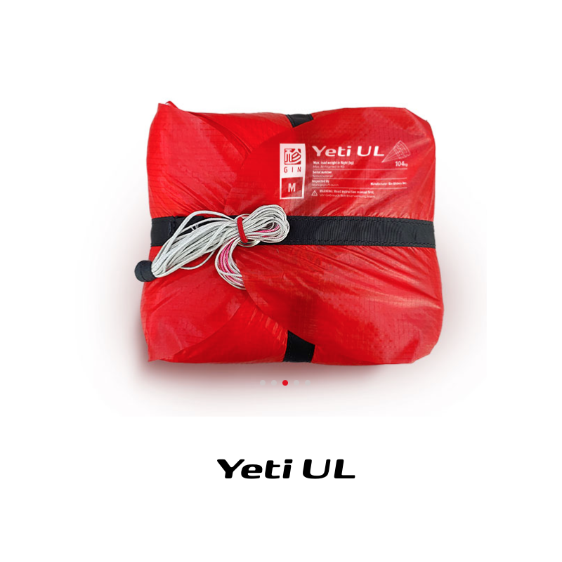 Parachute de secours Gin Yeti UL – Ultra-light, compact & performant | Parapente Puy-de-Dôme Shop