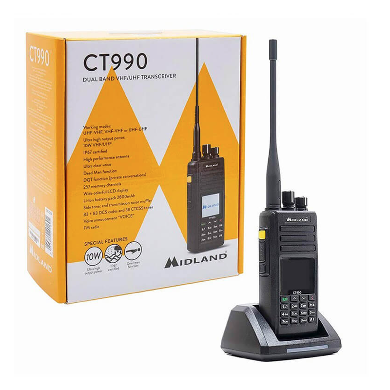Radio Parapente Midland CT990 EB – 10W, IP67, 3600mAh