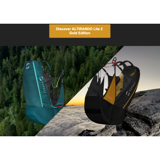 Sellette Supair Altirando Lite 2 – Légère, Réversible & Sécurisée | Parapente Puy de Dôme Shop